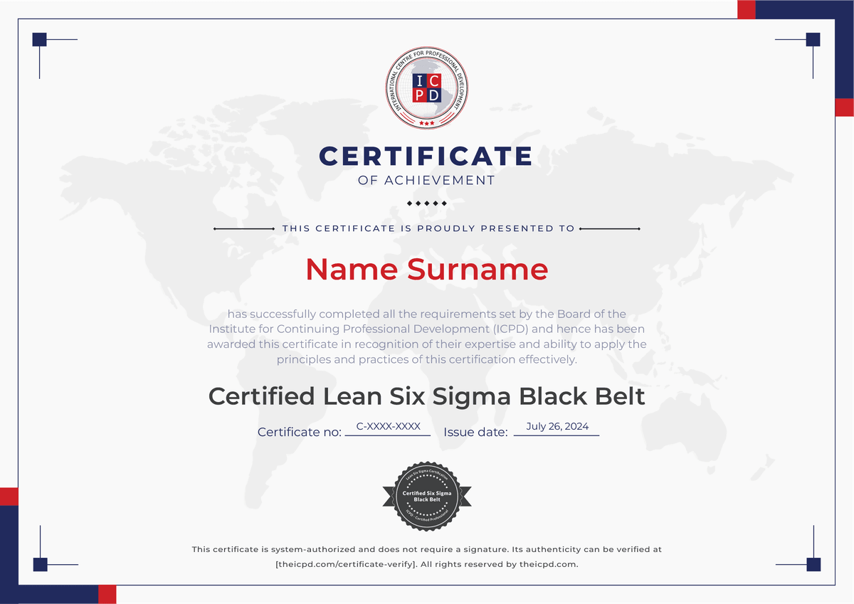 Lean Six Sigma Black Belt Certification Sample Certificate