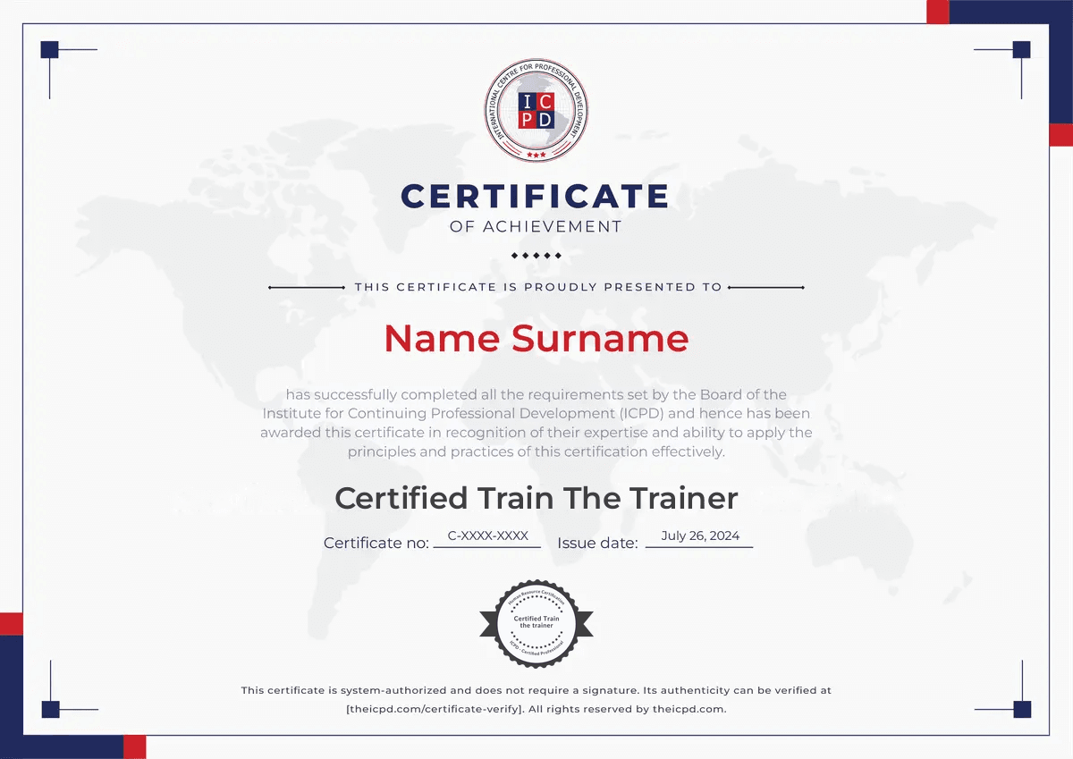 Train The Trainer Certification Sample Certificate